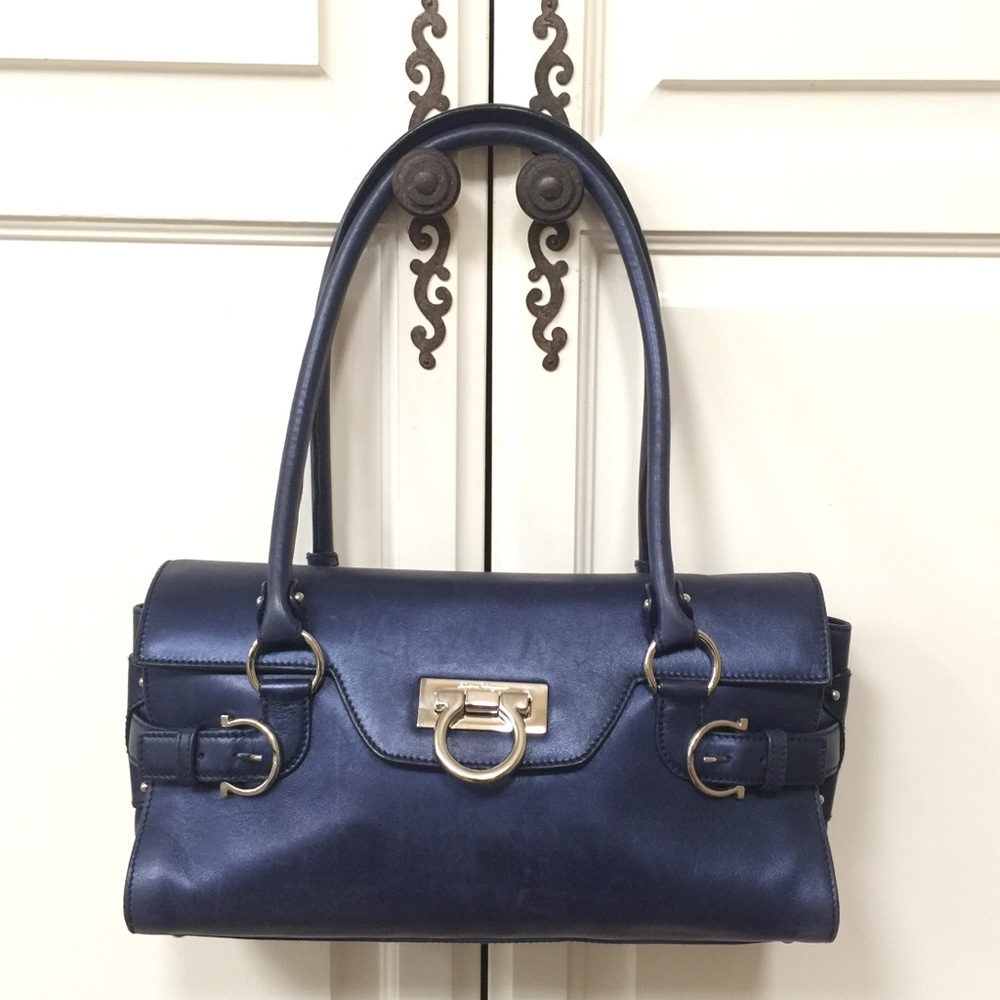 COPY - Ferragamo ‘Gina’ Leather Satchel in Blue